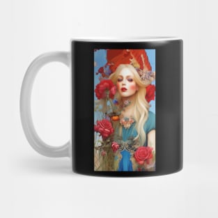 Cute Girl Surreal Floral Design with Wildflowers and Roses Mug